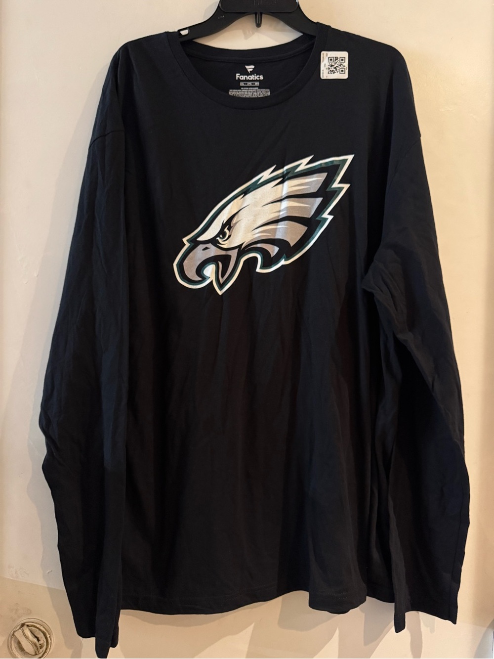 Fanatics Philadelphia Eagles NFL Black Long Sleeve Shirt, Size 2X